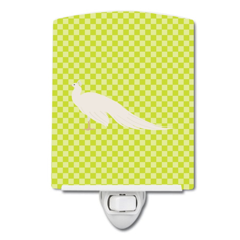 White Peacock Peafowl Green Ceramic Night Light BB7752CNL