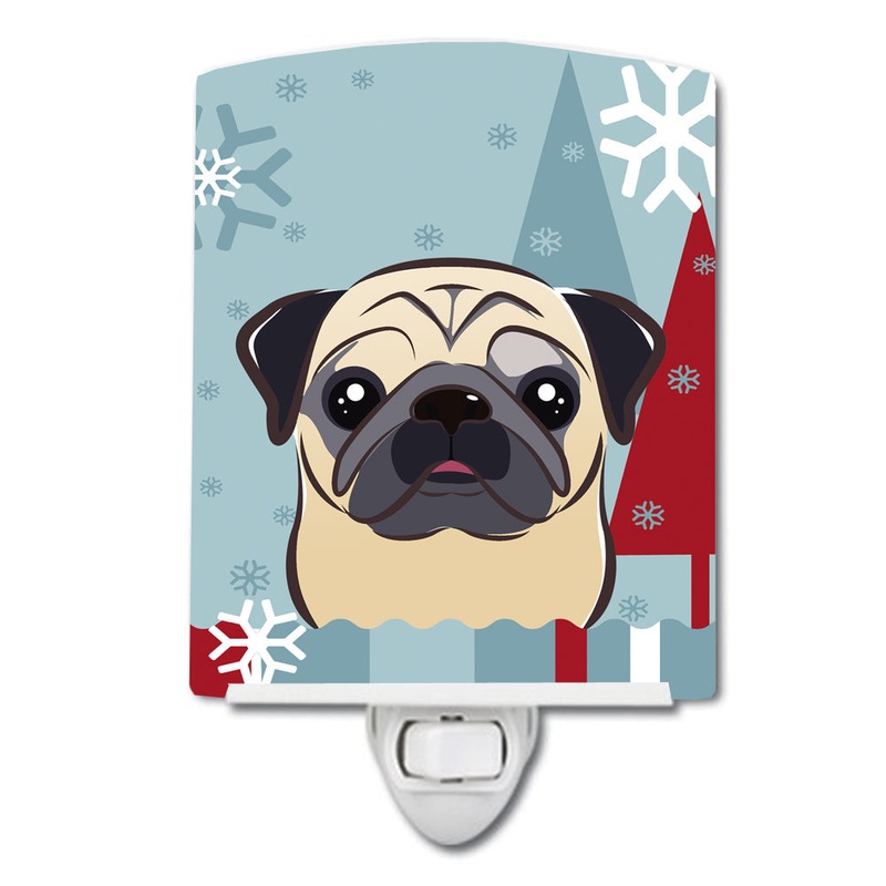 Winter Holiday Fawn Pug Ceramic Night Light BB1758CNL