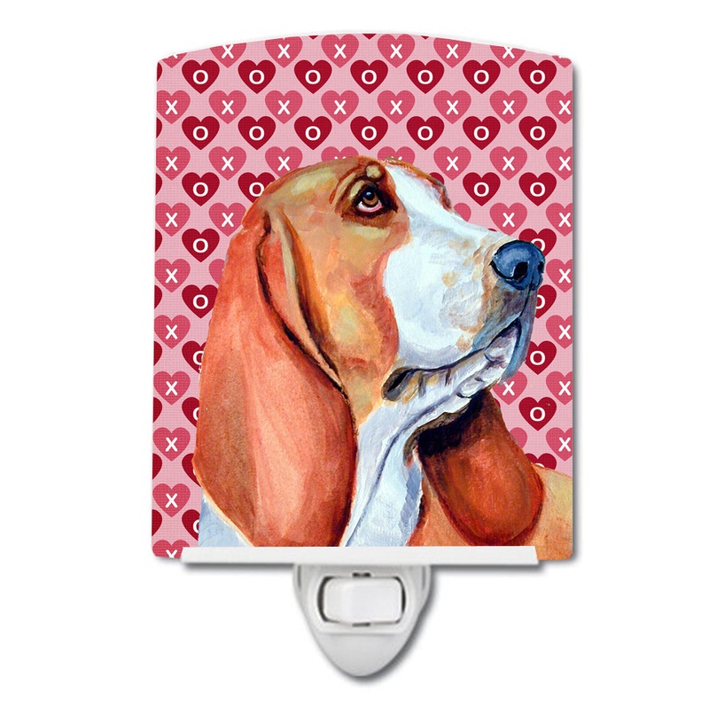 Basset Hound Hearts Love and Valentine's Day Portrait Ceramic Night Light LH9152CNL