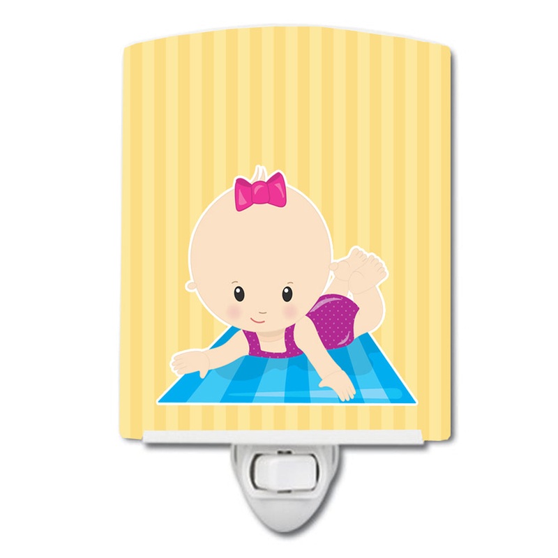 Beach Baby Girl on Mat Ceramic Night Light BB8657CNL