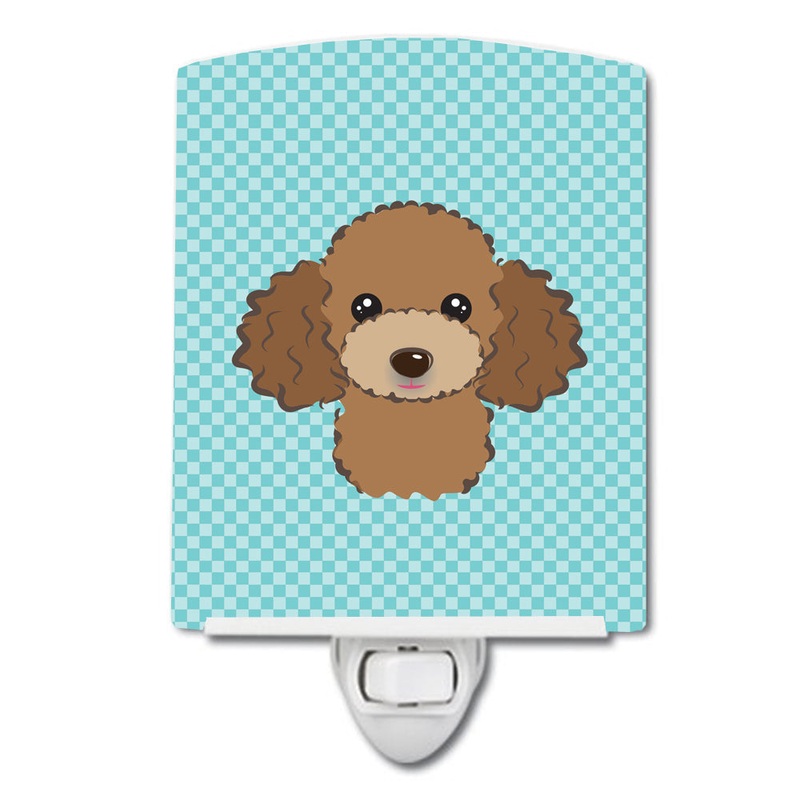 Checkerboard Blue Chocolate Brown Poodle Ceramic Night Light BB1194CNL