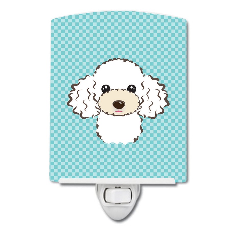 Checkerboard Blue White Poodle Ceramic Night Light BB1195CNL