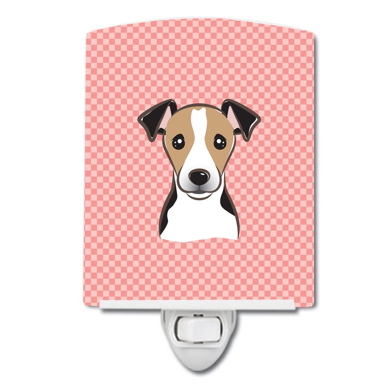 Checkerboard Pink Jack Russell Terrier Ceramic Night Light BB1261CNL
