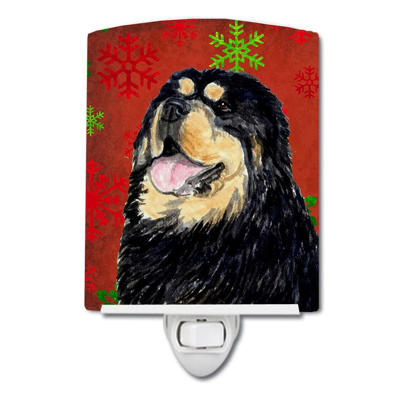 Tibetan Mastiff Red Green Snowflake Christmas Ceramic Night Light SS4719CNL