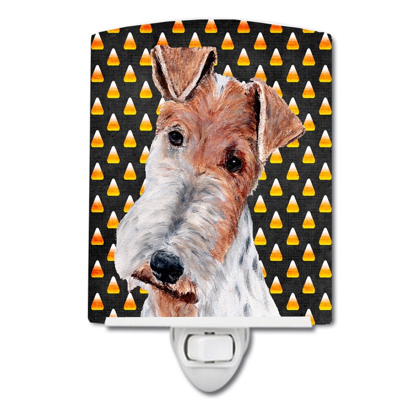 Wire Fox Terrier Candy Corn Halloween Ceramic Night Light SC9652CNL