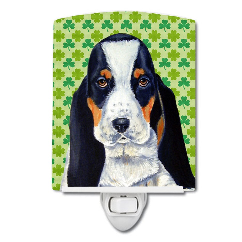 Basset Hound St. Patrick's Day Shamrock Portrait Ceramic Night Light LH9194CNL
