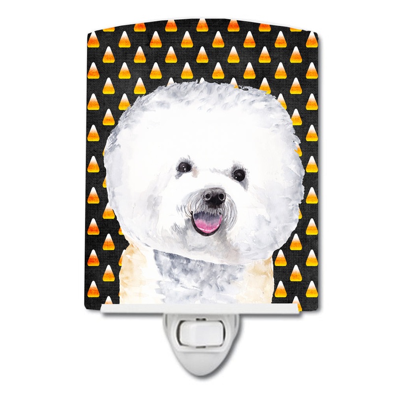 Bichon Frise Candy Corn Halloween Portrait Ceramic Night Light SC9173CNL