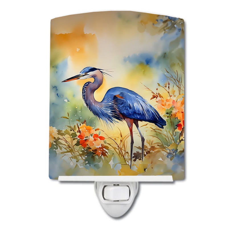 Blue Heron Ceramic Night Light