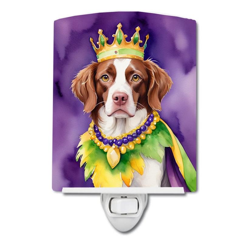 Brittany Spaniel King of Mardi Gras Ceramic Night Light