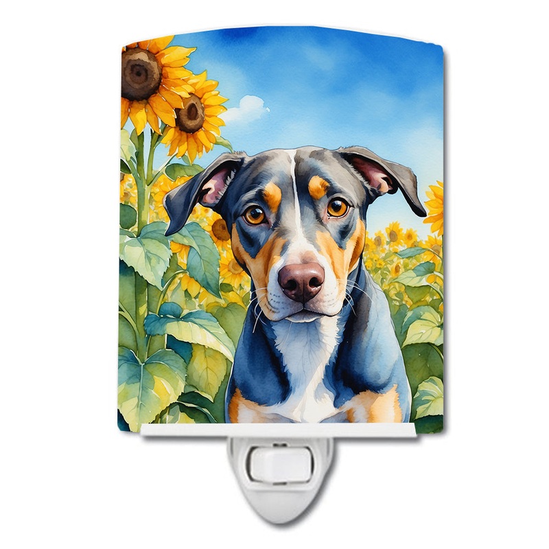 Catahoula in Sunflowers Ceramic Night Light