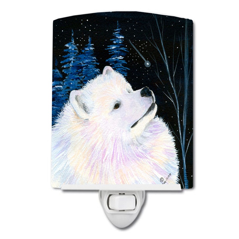 Starry Night Samoyed Ceramic Night Light SS8376CNL