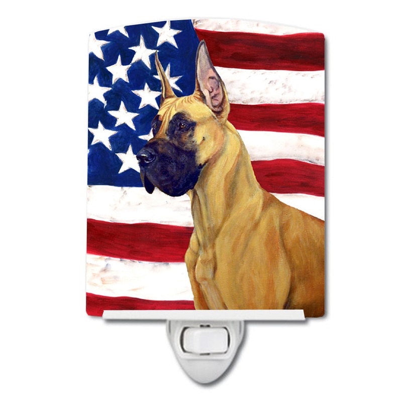USA American Flag with Great Dane Ceramic Night Light LH9025CNL