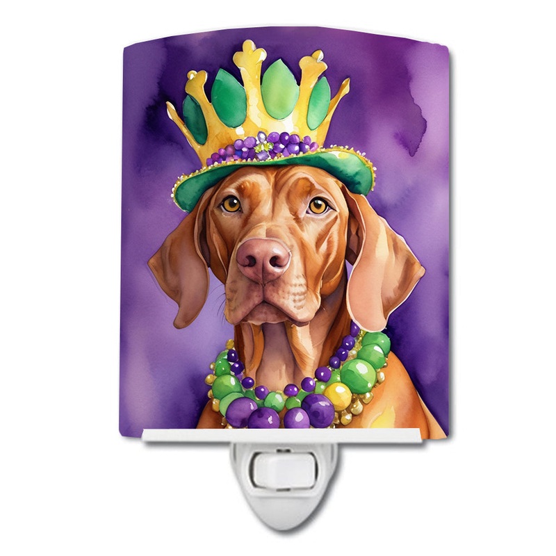 Vizsla King of Mardi Gras Ceramic Night Light