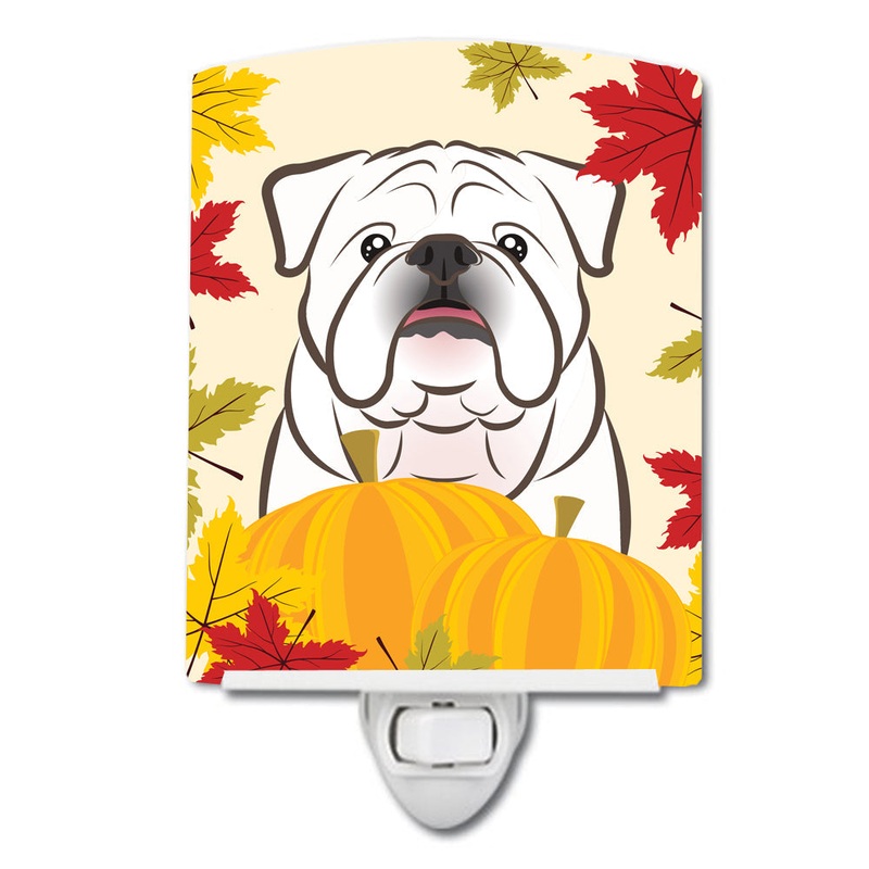 White English Bulldog  Thanksgiving Ceramic Night Light BB2026CNL