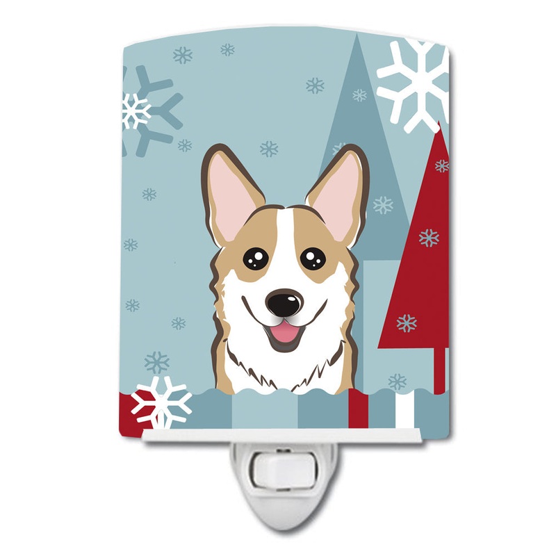 Winter Holiday Sable Corgi Ceramic Night Light BB1749CNL