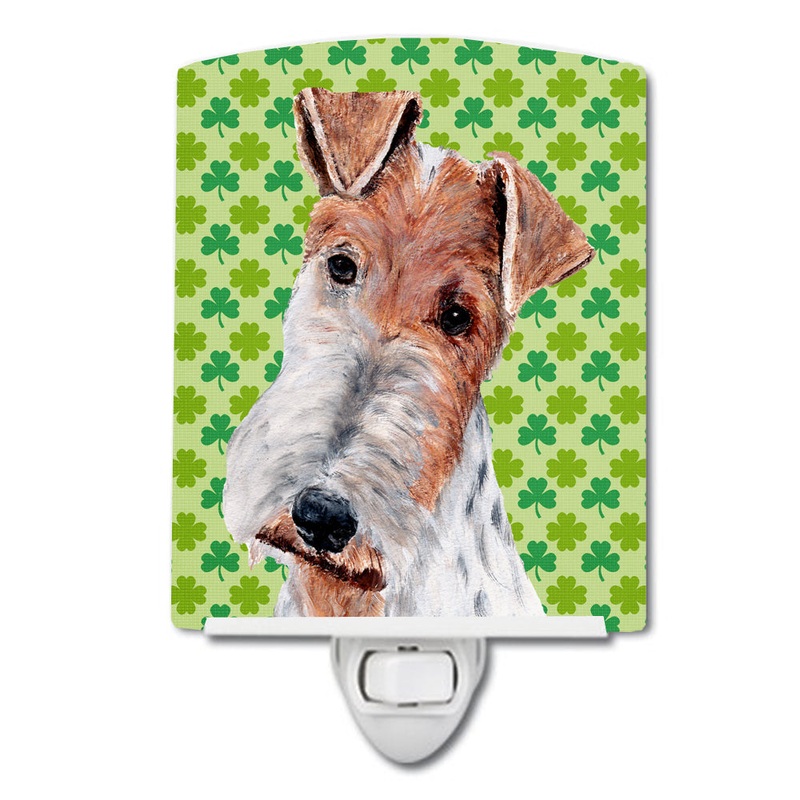 Wire Fox Terrier Lucky Shamrock St. Patrick's Day Ceramic Night Light SC9724CNL