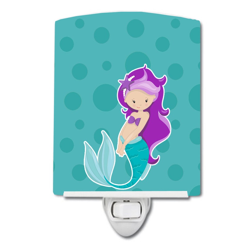 Beach Mermaid Purple Hair Ceramic Night Light BB8826CNL