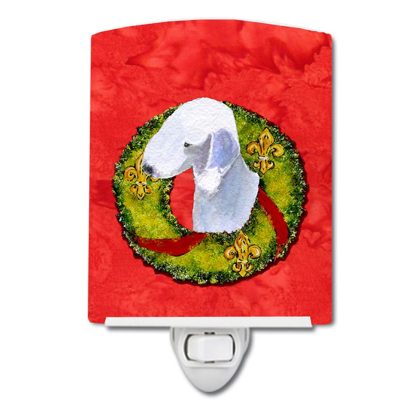 Bedlington Terrier Cristmas Wreath Ceramic Night Light SS4173CNL