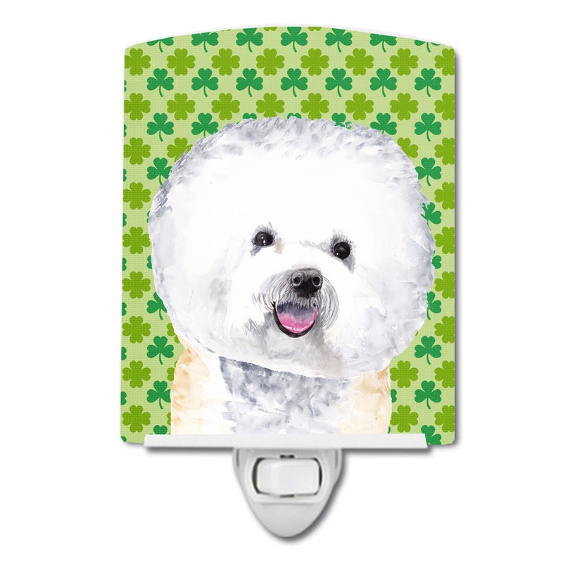 Bichon Frise St. Patrick's Day Shamrock Portrait Ceramic Night Light SC9282CNL