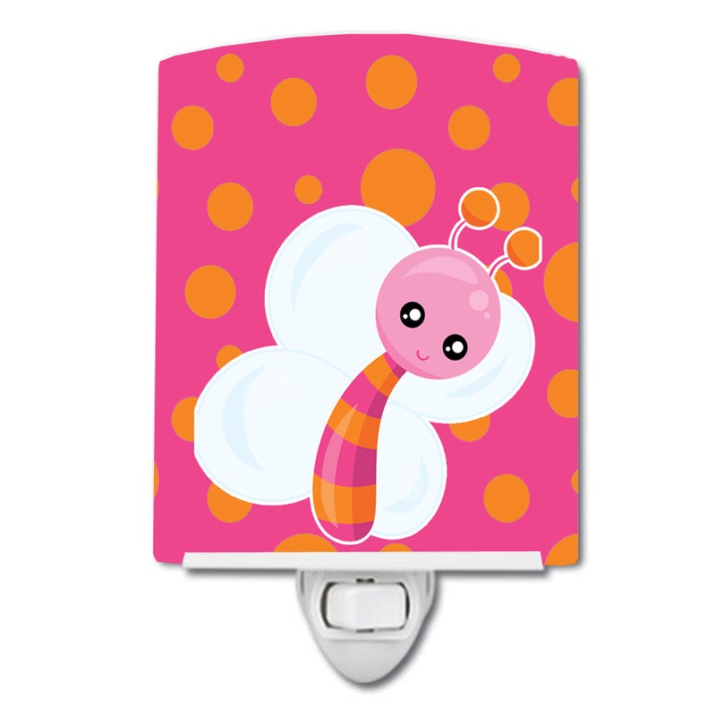 Butterfly on Polkadots Ceramic Night Light BB7102CNL