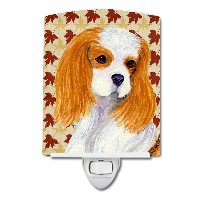 Cavalier Spaniel Fall Leaves Portrait Ceramic Night Light SS4329CNL