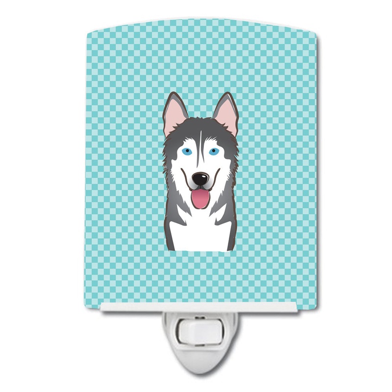 Checkerboard Blue Alaskan Malamute Ceramic Night Light BB1156CNL