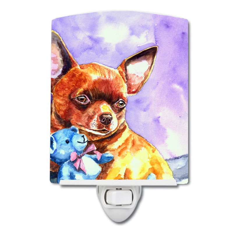 Chihuahua with Teddy Bear Ceramic Night Light 7340CNL