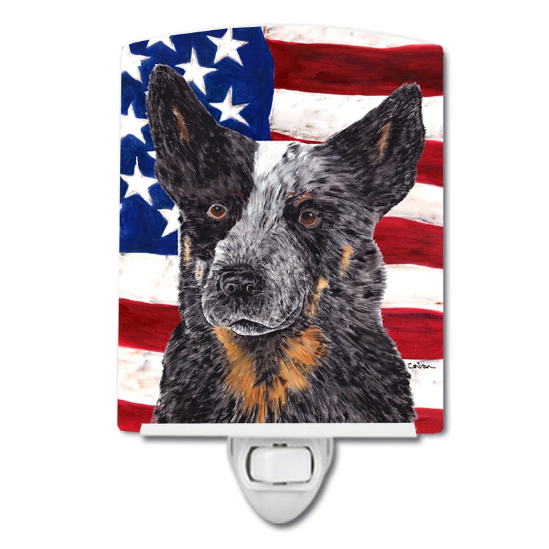 USA American Flag with Australian Cattle Dog Ceramic Night Light SC9109CNL