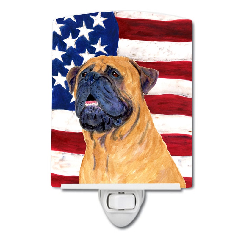 USA American Flag with Bullmastiff Ceramic Night Light SS4004CNL