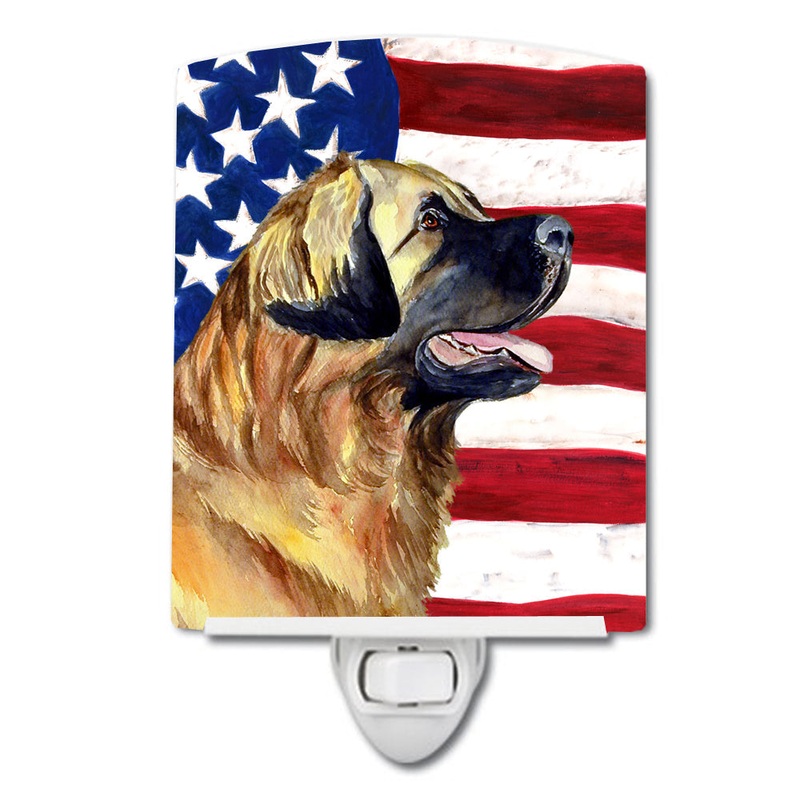 USA American Flag with Leonberger Ceramic Night Light LH9032CNL