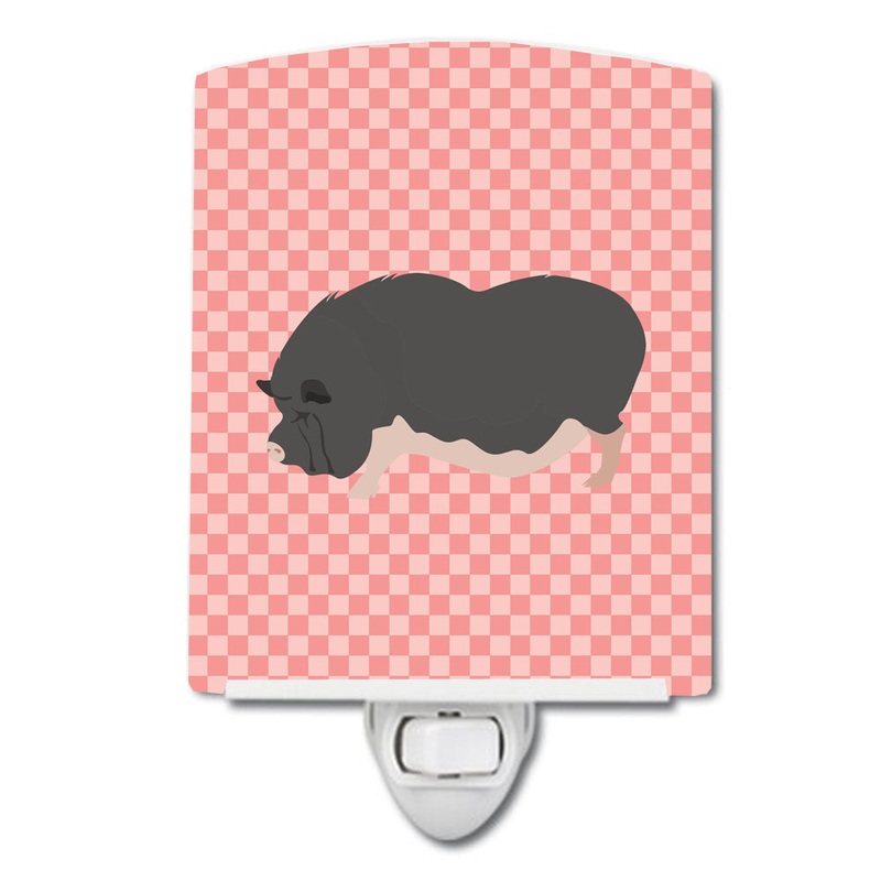 Vietnamese Pot-Bellied Pig Pink Check Ceramic Night Light BB7941CNL