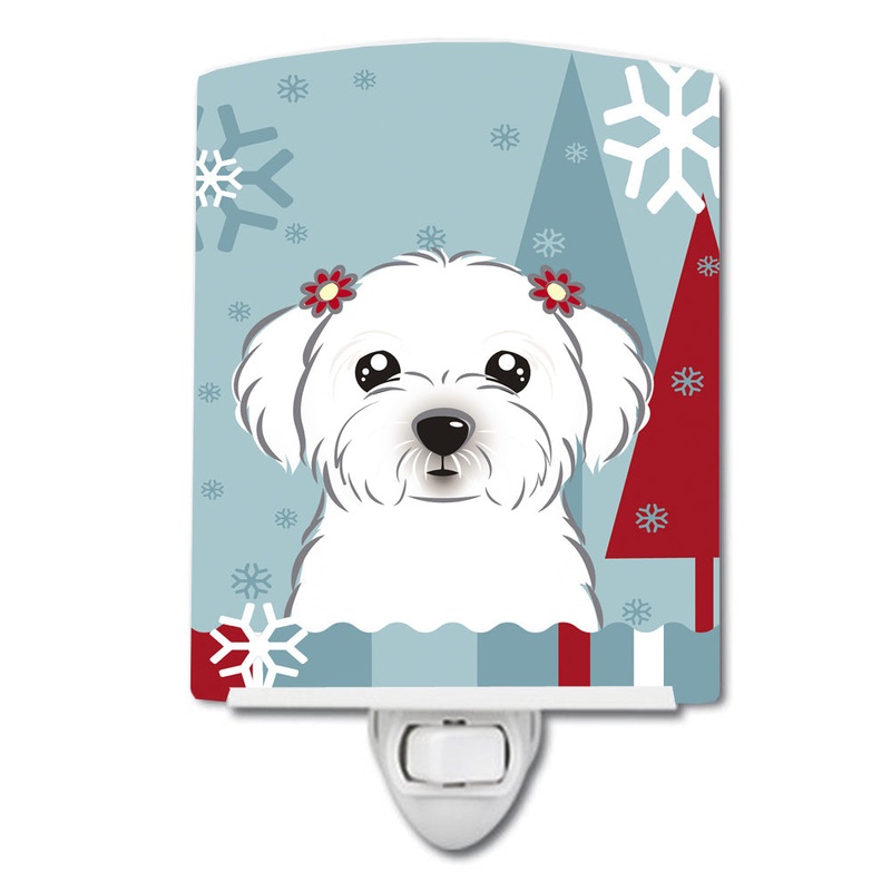 Winter Holiday Maltese Ceramic Night Light BB1704CNL