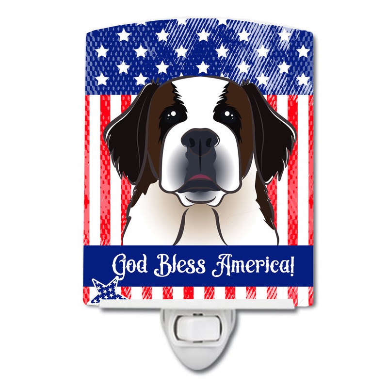 American Flag and Saint Bernard Ceramic Night Light BB2176CNL