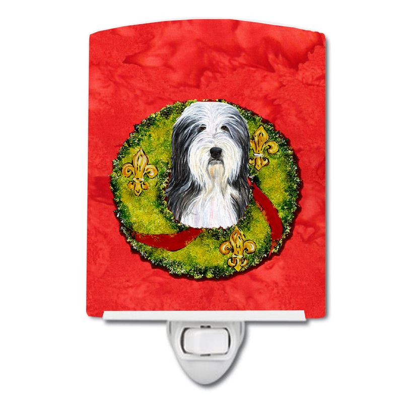 Bearded Collie Cristmas Wreath Ceramic Night Light SS4186CNL