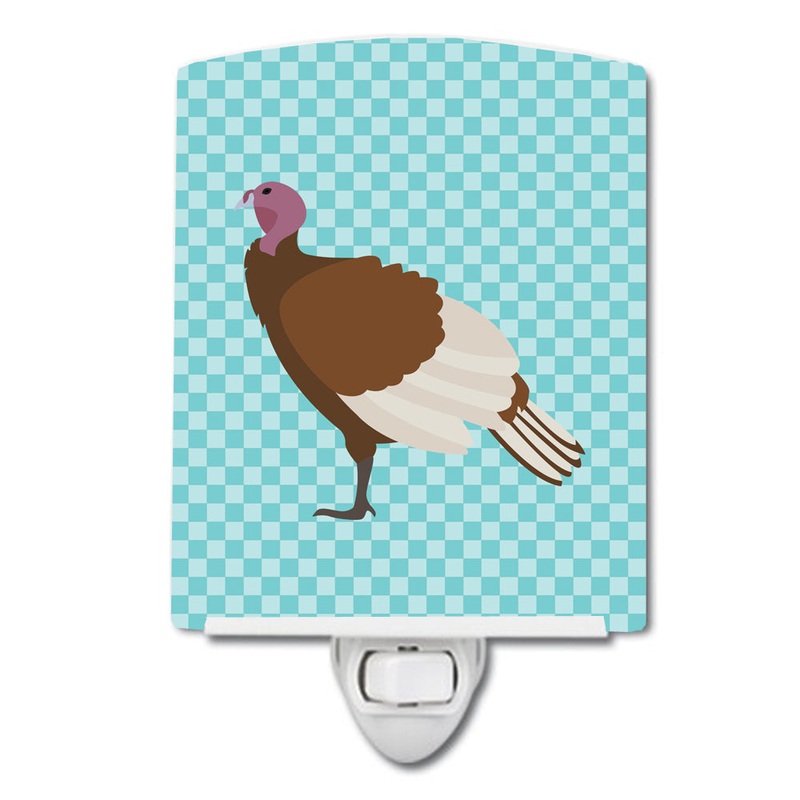 Bourbon Red Turkey Hen Blue Check Ceramic Night Light BB8156CNL
