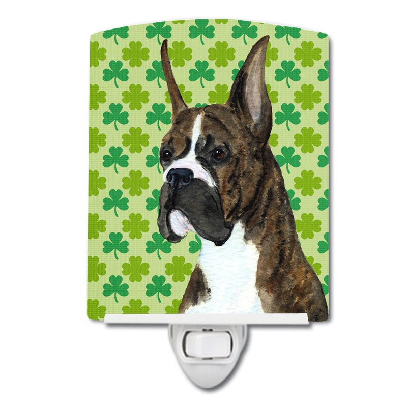Boxer St. Patrick's Day Shamrock Portrait Ceramic Night Light SS4439CNL