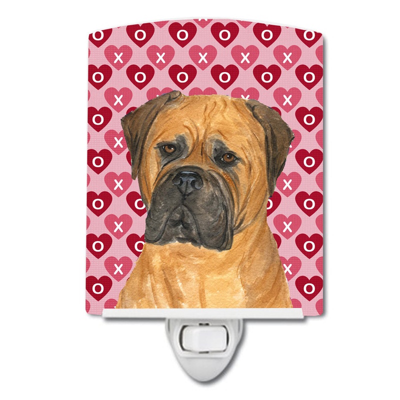 Bullmastiff Hearts Love and Valentine's Day Portrait Ceramic Night Light SS4517CNL