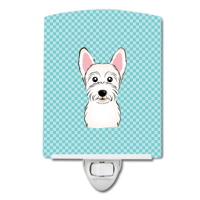 Checkerboard Blue Westie Ceramic Night Light BB1164CNL