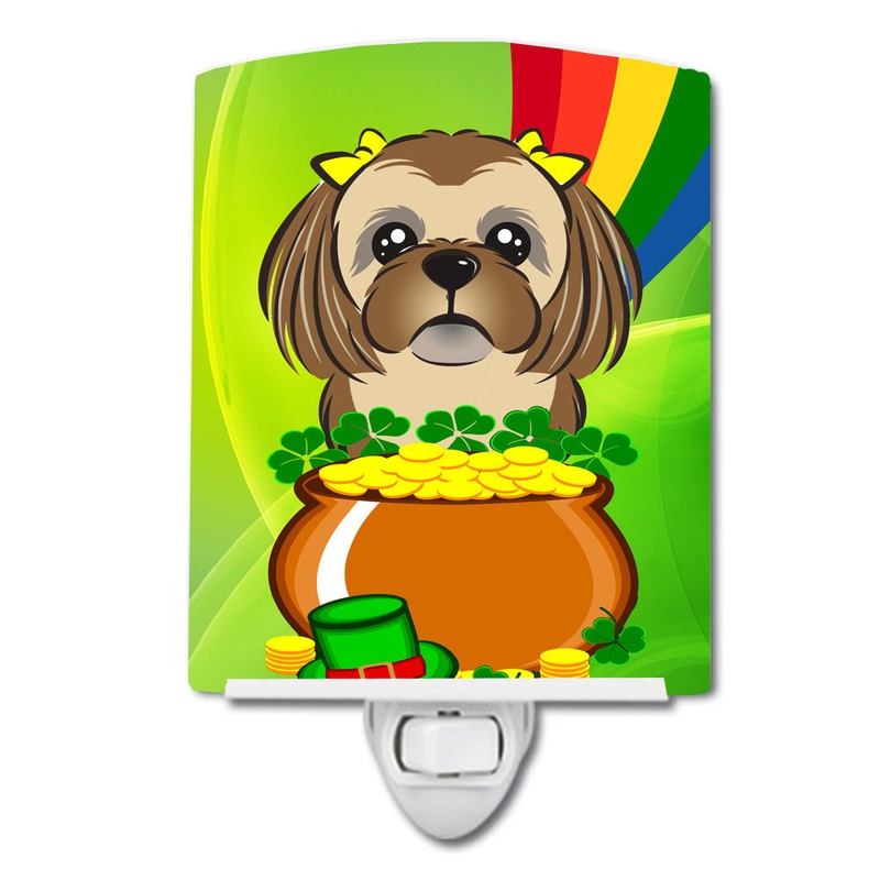 Chocolate Brown Shih Tzu St. Patrick's Day Ceramic Night Light BB1993CNL
