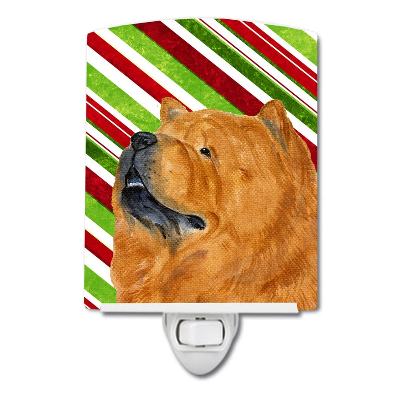 Chow Chow Candy Cane Holiday Christmas Ceramic Night Light SS4571CNL