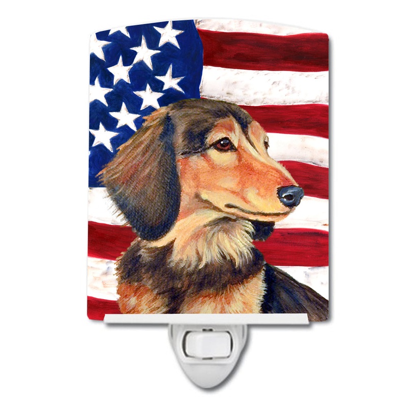 USA American Flag with Dachshund Ceramic Night Light LH9030CNL