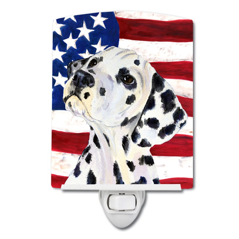 USA American Flag with Dalmatian Ceramic Night Light SS4018CNL