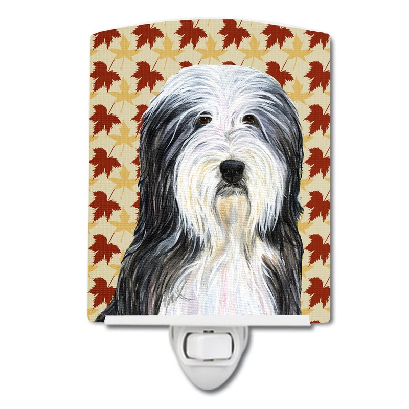 Bearded Collie Fall Leaves Portrait Ceramic Night Light SS4359CNL