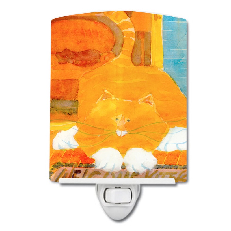 Big Orange Cat Welcome Ceramic Night Light 6010CNL