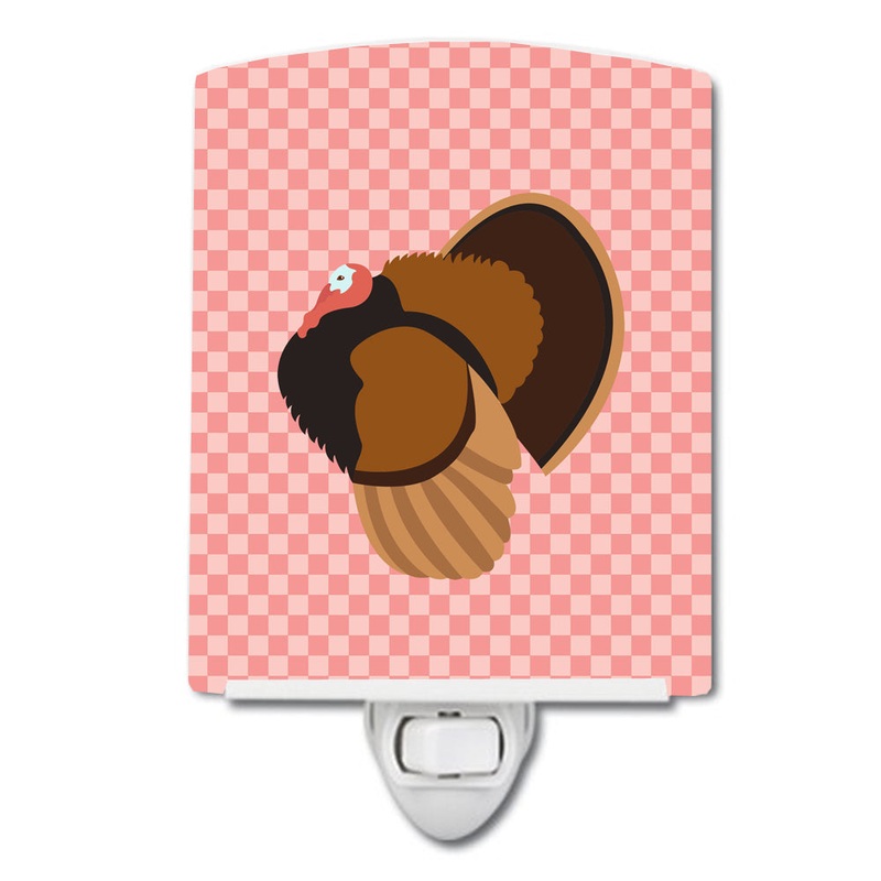 Bronze Turkey Pink Check Ceramic Night Light BB7986CNL