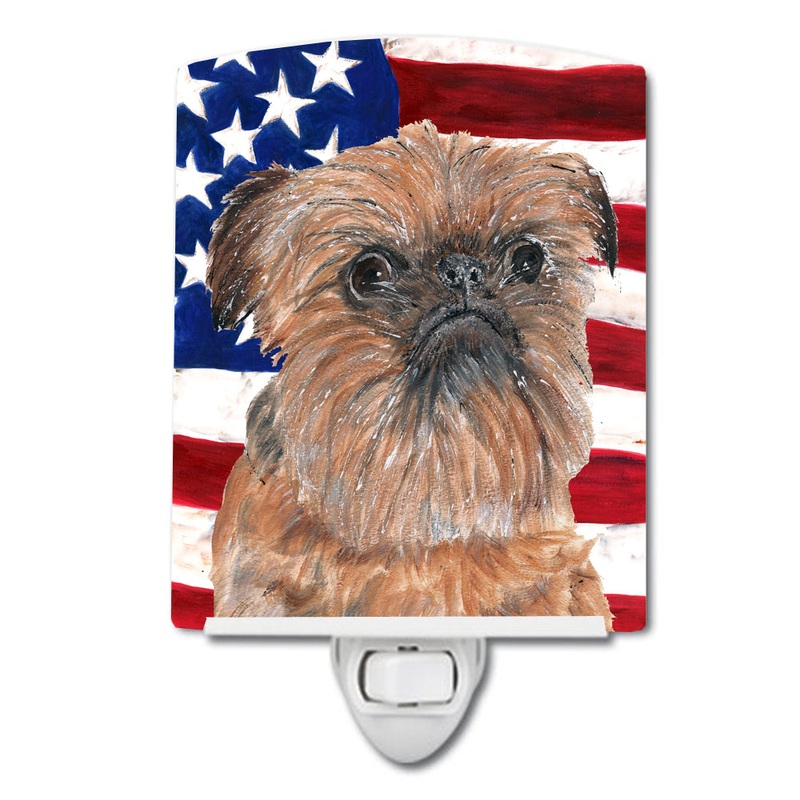 Brussels Griffon with American Flag Ceramic Night Light SC9516CNL