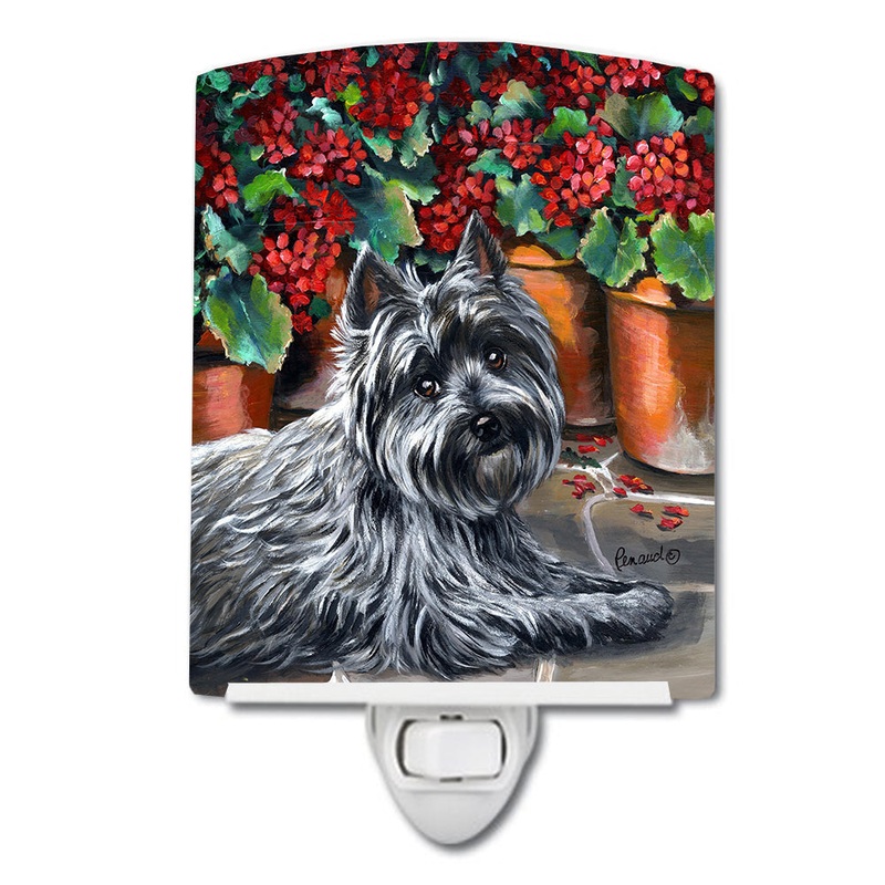 Cairn Terrier Geraniums Ceramic Night Light PPP3052CNL