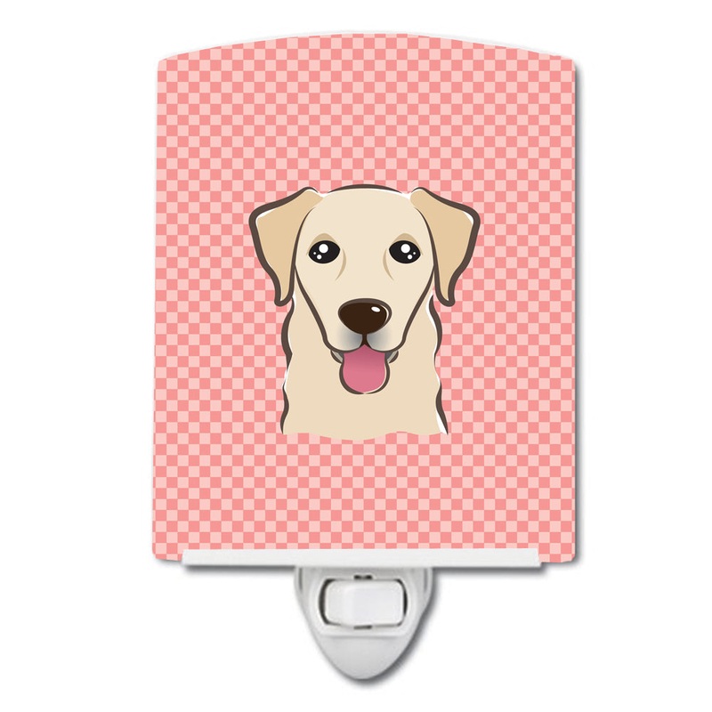 Checkerboard Pink Golden Retriever Ceramic Night Light BB1252CNL