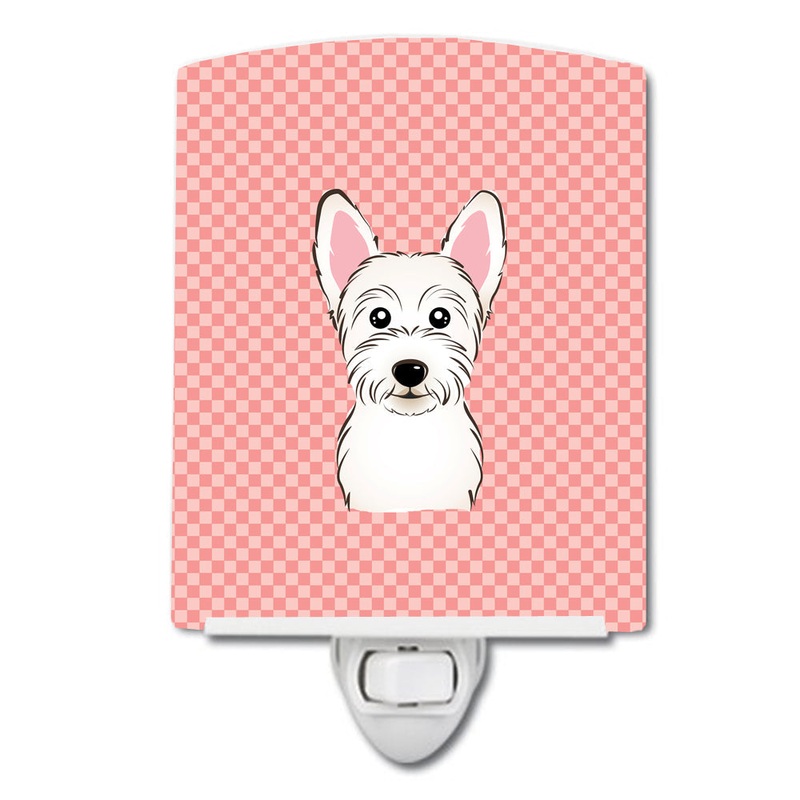 Checkerboard Pink Westie Ceramic Night Light BB1226CNL