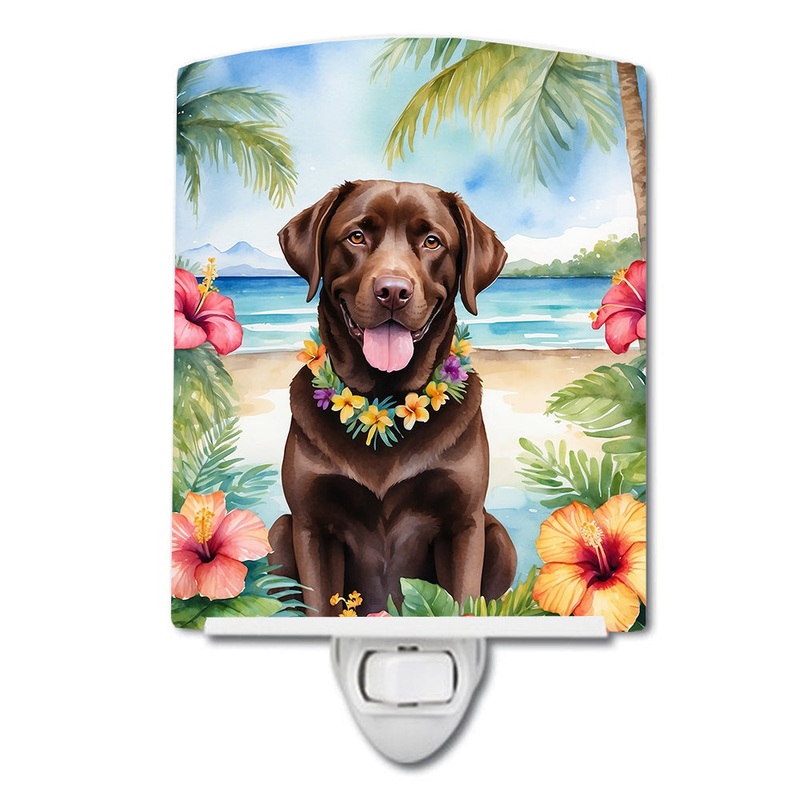 Chocolate Labrador Retriever Luau Ceramic Night Light
